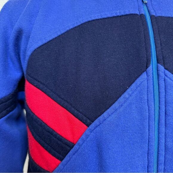 Retro 90s Athco Blue Red Black Colorblock Full Zip Sweatshirt - Men L - Picture 2 of 6